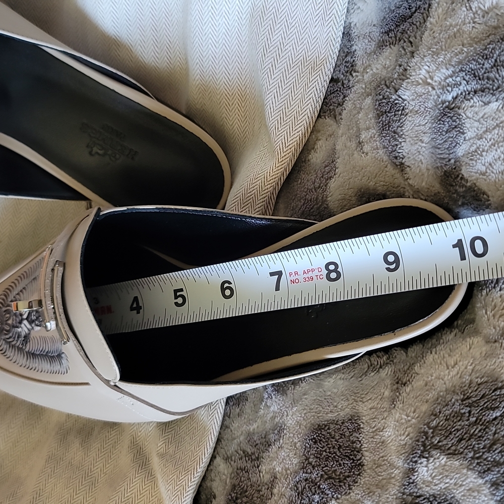Hermes Oz Mule Slip-on with Kelley Buckle Blanc Monochrome Color Leather 40EU/10 - Picture 10 of 17